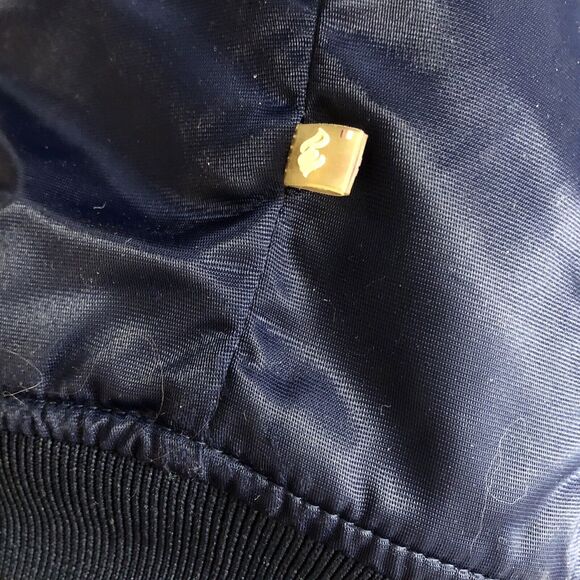 Y2K ROCAWEAR Vintage Bomber Varsity Jacket Quilted Lining Blue Gold Nylon - Picture 14 of 15